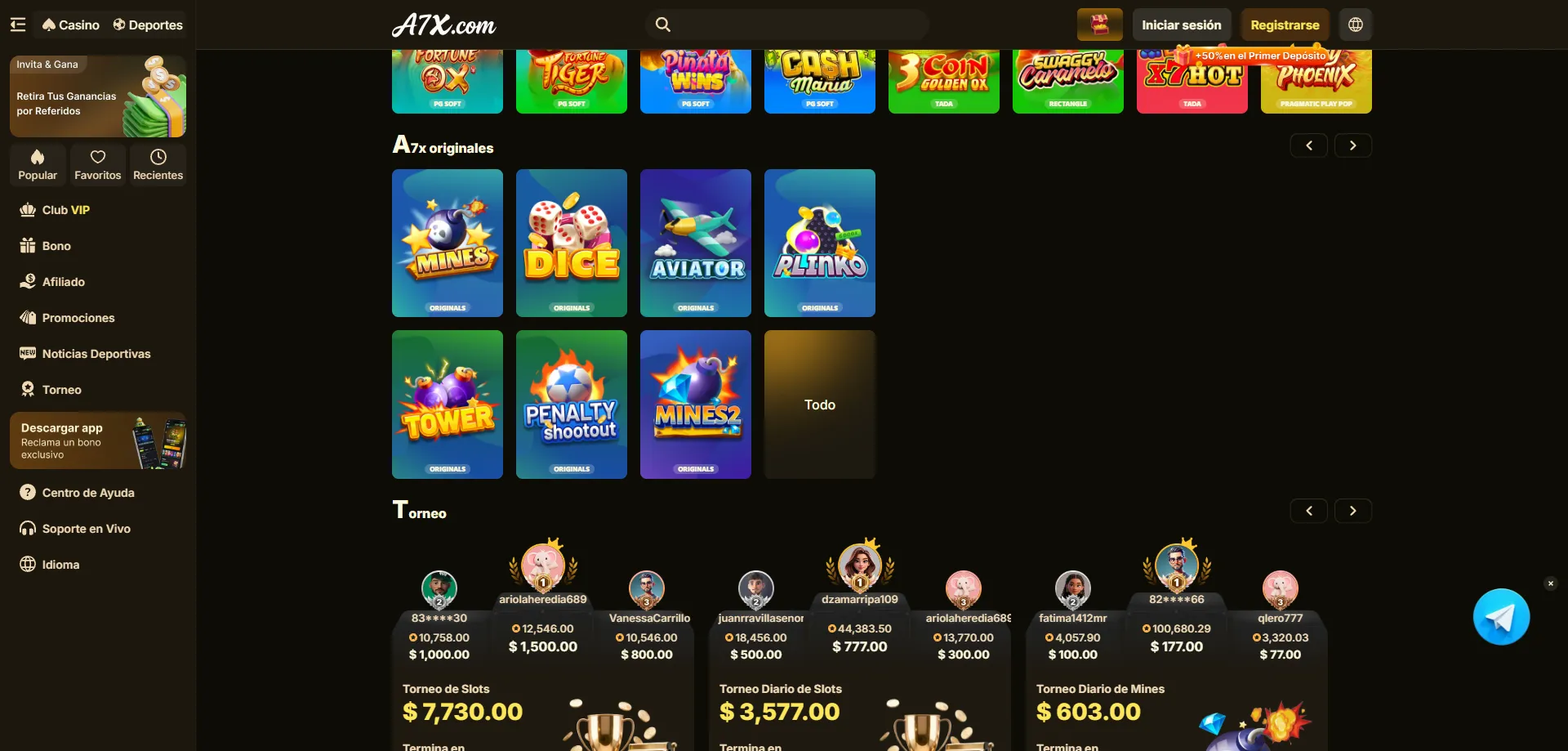 Máquinas tragamonedas populares en A7X Casino México 2026