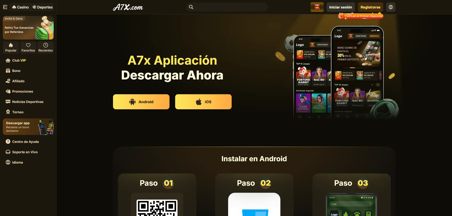 Descarga la app de A7X Casino para Android e iOS en 2026