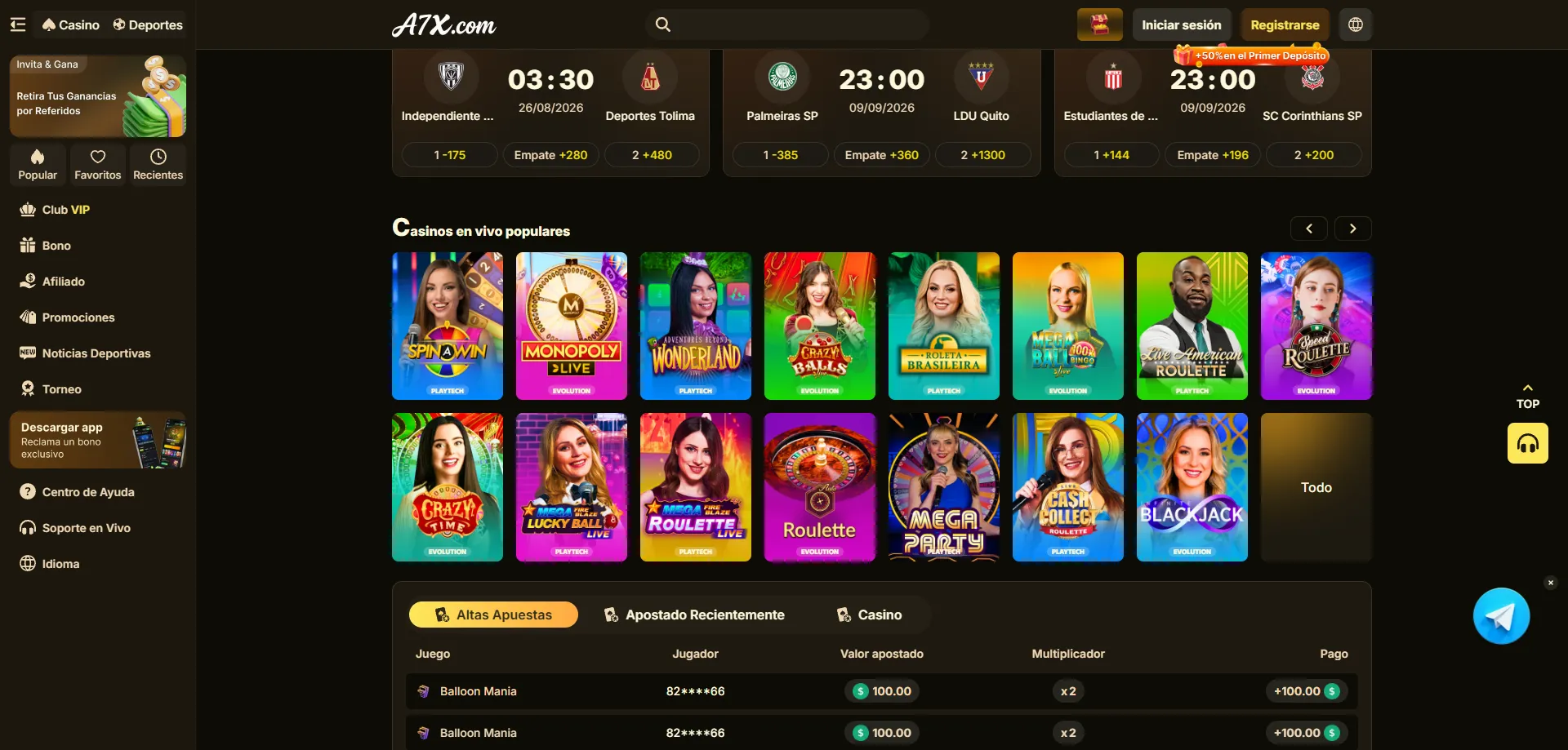 Casino en vivo con crupieres reales en A7X Casino México